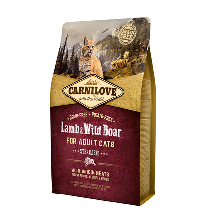Brit Carnilove Lamb & Wild Boar for Adult Cats Sterilised Сухой корм для кастрированных котов (ягненок и дикий кабан), 2 кг - фото 1