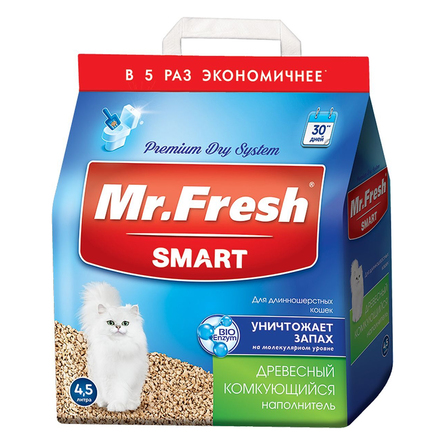 Mr.Fresh Smart древесный комкующийся наполнитель для длинношерстных кошек – интернет-магазин Ле’Муррр