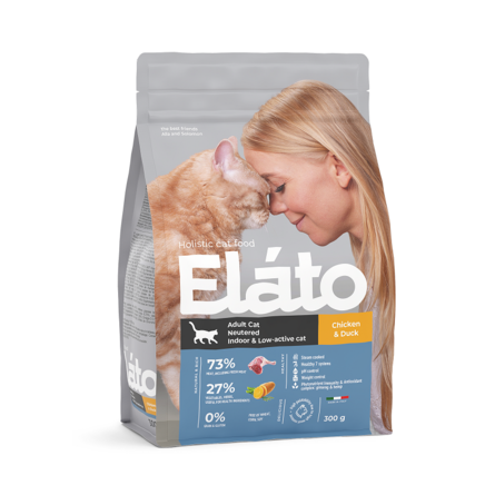 Elato Holistic Neutered&Low-Active Сухой корм для стерилизованных кошек, курица с уткой, 300 гр , 300 гр - фото 1