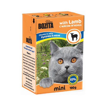 Bozita Mini Кусочки паштета в желе для взрослых кошек (с ягненком), 190 гр
