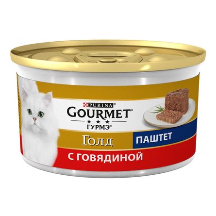 Влажный корм Gourmet Голд Паштет для кошек, с говядиной, Банка – интернет-магазин Ле’Муррр