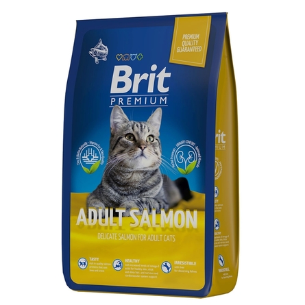 Brit Premium Adult Сухой корм для кошек, лосось, 8 кг - фото 1
