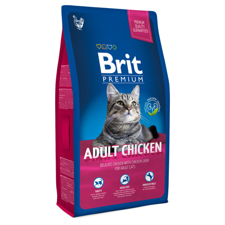 Brit Premium Cat Adult Chicken Сухой корм для кошек (с курицей и куриной печенью), 8 кг - фото 1