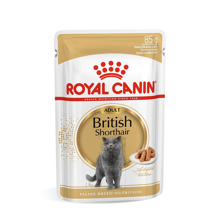 Royal Canin British Shorthair Adult Кусочки паштета в соусе для взрослых кошек Британская короткошерстная, 85 гр - фото 1