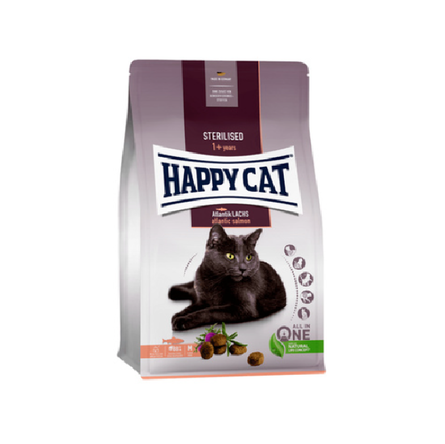 Happy Cat Сухой корм для кастрированных котов и стерилизованных кошек с атлантическим лососем,  1,3 кг - фото 1