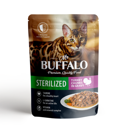Mr.Buffalo STERILIZED Влажный корм для стерилизованных кошек, индейка в соусе , 85 г - фото 1