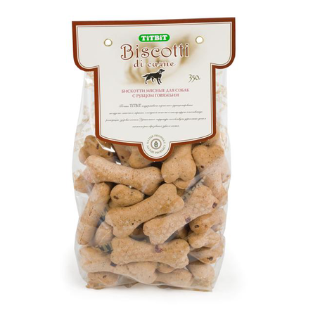 TiTBiT Biscotti Печенье для взрослых собак средних и крупных пород (с рубцом говяжьим), 350 гр - фото 1
