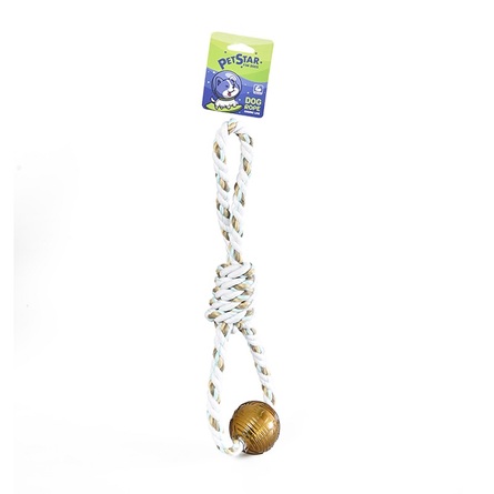 PET STAR Игрушка для собак КАНАТ веревочный с резиновым мячом - фото 1