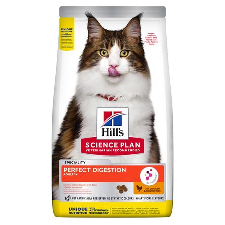 Hill's Science Plan PERFECT DIGESTION Сухой корм для взрослых кошек (с курицей и коричневым рисом), 1,5 кг - фото 1
