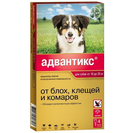 Адвантикс GOLD Капли антипаразитарные для собак от 10 до 25 кг, 1 пипетка - фото 1