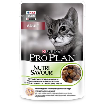 Pro Plan NutriSavour Adult Кусочки паштета в желе для взрослых кошек (с ягненком), 85 гр - фото 1