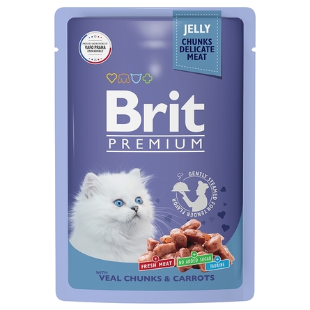 Brit Premium Пауч для котят, телятина с морковью в желе - фото 1