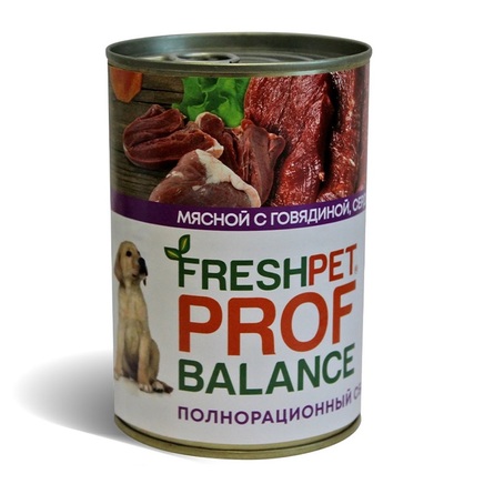 FRESHPET PROF BALANCE Консервированный корм для щенков с говядиной, сердцем и рисом, 410г, 410 гр