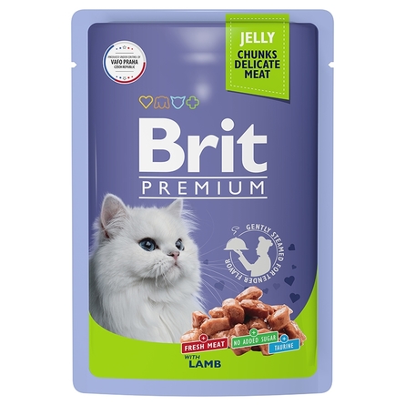 Brit Premium Пауч ягненок в желе для взрослых кошек, 85 гр - фото 1
