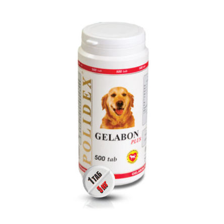 Polidex Gelabon plus Кормовая добавка для собак для профилактики и лечения суставов, 500 таблеток