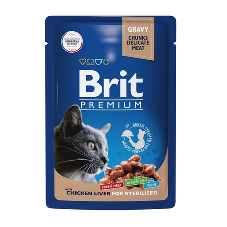 Brit Premium Пауч с куриной печенью в соусе для стерилизованных кошек, 85 гр - фото 1