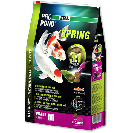 JBL ProPond Spring M Основной весенний корм в форме плавающих чипсов для карпов кои среднего размера, 2,1 кг