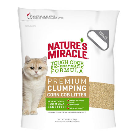 Nature's Miracle 8in1 наполнитель кукурузный Premium Natural Care для кошачьего туалета комкующийся 4,5 кг, 4,5 кг