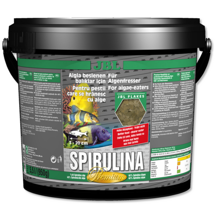 JBL Spirulina Основной корм премиум для растительноядных аквариумных рыб, хлопья, 950 гр, 1150 - фото 1