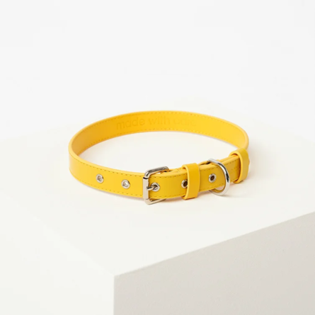 Barq - Oro Collar Кожаный ошейник, M (32-38 см), лимон – интернет-магазин Ле’Муррр