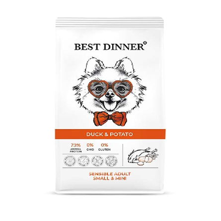 Best Dinner Сухой корм с уткой и картофелем для собак мелких пород с чувствительным пищеварением,1,5 кг - фото 1