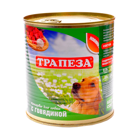 Трапеза Паштет для взрослых собак всех пород (с говядиной), 750 гр - фото 1