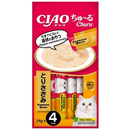 Лакомство-пюре для кошек Inaba Ciao Churu Куриное филе, 14г*4шт - фото 1