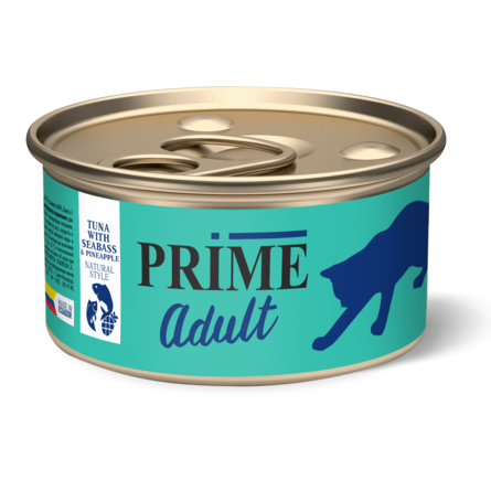 PRIME Консервированный корм для кошек, тунец с сибасом и ананасом в собственном соку , 85 гр - фото 1