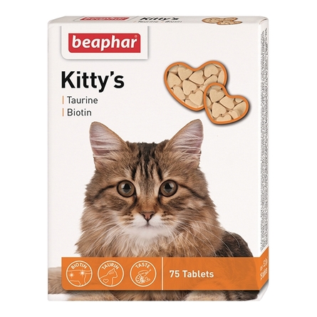 Beaphar Kitty's Taurin + Biotin Кормовая добавка для кошек (с таурином и биотином), 75 таблеток - фото 1