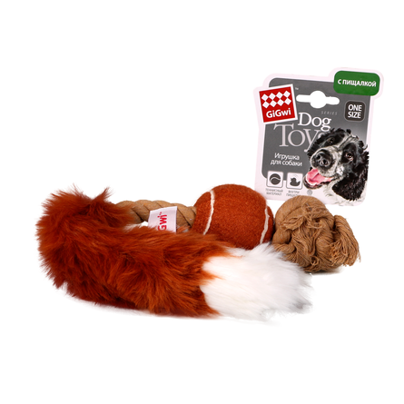 GiGwi Игрушка для собак, мячик с лисьим хвостом и пищалкой - фото 1