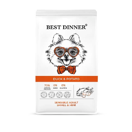 Best Dinner Сухой корм с уткой и картофелем для собак мелких пород с чувствительным пищеварением, 3 кг – интернет-магазин Ле’Муррр