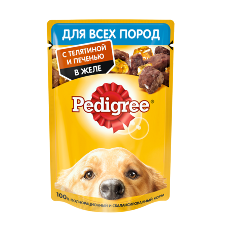 PEDIGREE Влажный корм для взрослых собак всех пород, телятина и печень в желе, 85 г - фото 1