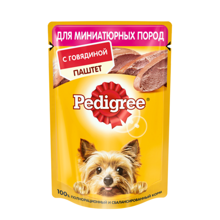 PEDIGREE Влажный корм для взрослых собак мелких пород, паштет с говядиной, 80 г - фото 1