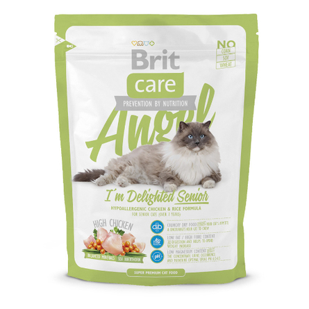 Brit Care Cat Angel Delighted Senior Сухой корм для пожилых кошек (с курицей и рисом), 400 гр - фото 1