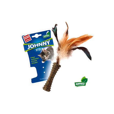 GiGwi Johnny Stick Игрушка для кошек, с натуральным пером и кошачьей мятой - фото 1