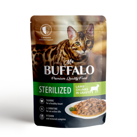 Mr.Buffalo STERILIZED Влажный корм для стерилизованных кошек, ягненок в соусе , 85 г - фото 1