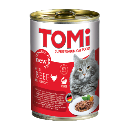 ToMi Кусочки паштета в соусе для взрослых кошек (с говядиной), 400 гр