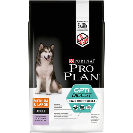 Pro Plan Optidigest Grain Free Formula Сухой корм для взрослых собак средних и крупных пород с чувствительным пищеварением (с индейкой), 7 кг - фото 1