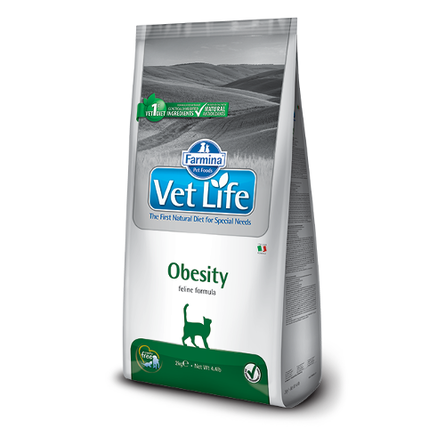 Farmina Vet Life Cat Obesity Сухой лечебный корм для взрослых кошек для контроля лишнего веса, 400 гр - фото 1