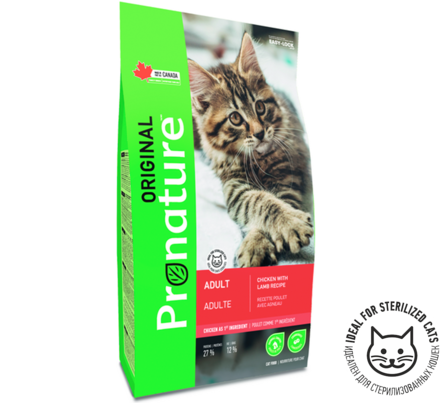 Pronature Original NEW Сухой корм для стерилизованных взрослых кошек (с курицей и ягнёнком) – интернет-магазин Ле’Муррр