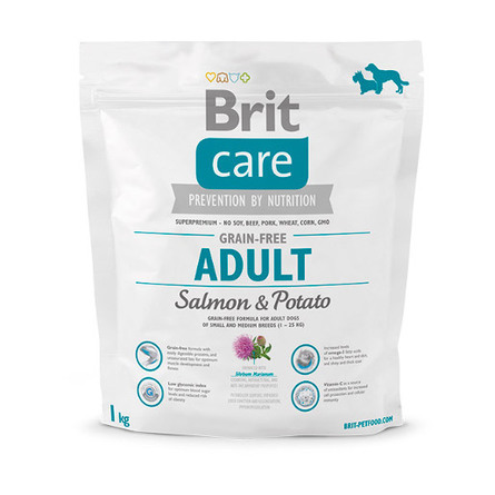 Brit Care Grain-Free Adult Salmon Сухой корм для взрослых собак мелких и средних пород (с лососем и картофелем) – интернет-магазин Ле’Муррр