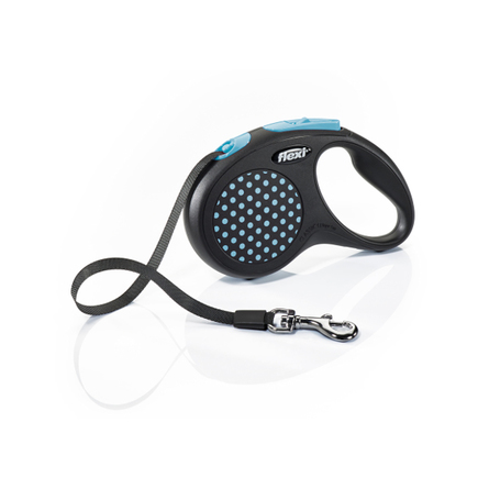 Flexi Design S Поводок-рулетка для собак, синяя, ремень - фото 1