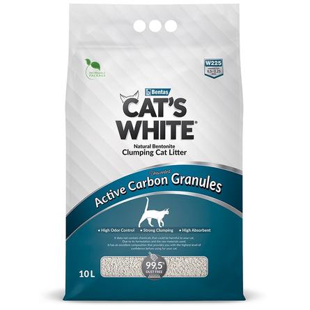 CAT'S WHITE Active Carbon Granules Комкующийся наполнитель для кошек, с гранулами активированного угля, 8,55 кг - фото 1