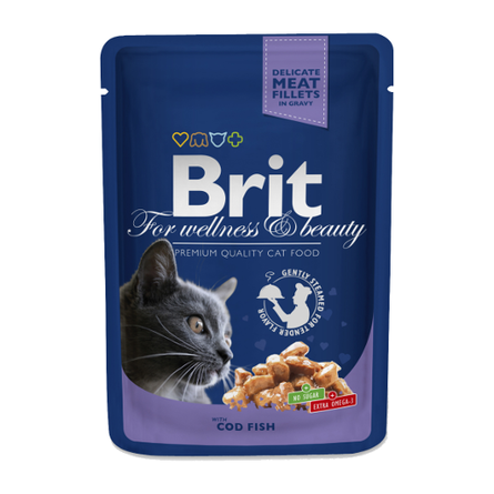 Brit Premium Кусочки паштета в соусе для взрослых кошек (с треской), 100 гр - фото 1
