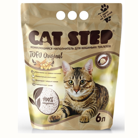 Cat Step Tofu Original Наполнитель для кошачьих туалетов, растительный комкующийся  , 2,8 кг - фото 1