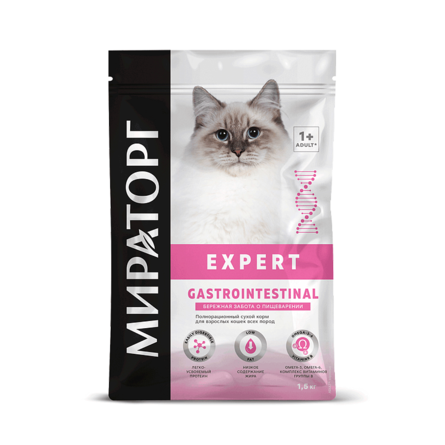 Мираторг Winner Expert Сухой корм для кошек Забота о пищеварении, профилактика ЖКТ , 1,5 кг - фото 1