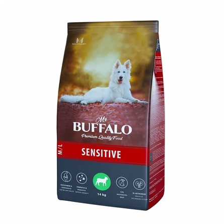 Mr.Buffalo M/L SENSITIVE Сухой корм для собак средних и крупных пород, ягненок, 14 кг - фото 1