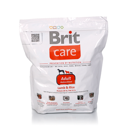 Brit Care Adult Medium Breed Сухой корм для взрослых собак средних пород (с ягненком и рисом), 1 кг