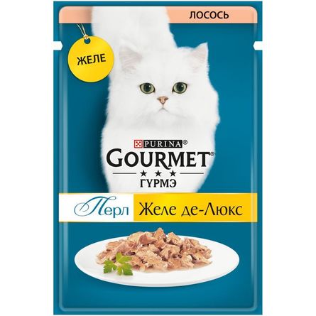 Gourmet Perle Желе Де-Люкс влажный корм для кошек (с лососем), 75 гр - фото 1
