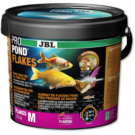 JBL ProPond Flakes M Основной корм в форме плавающих хлопьев для прудовых рыб среднего размера, 5,5 л